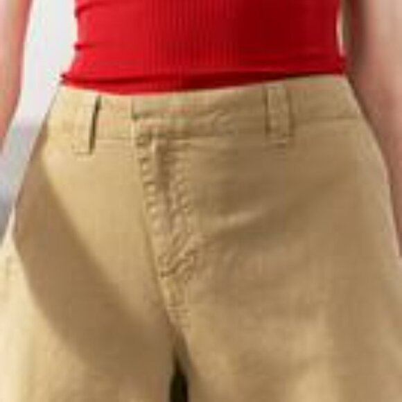 Women's Zara Asymmetrical Waist Crossover Chino Trousers Tan Size S - Picture 2 of 7